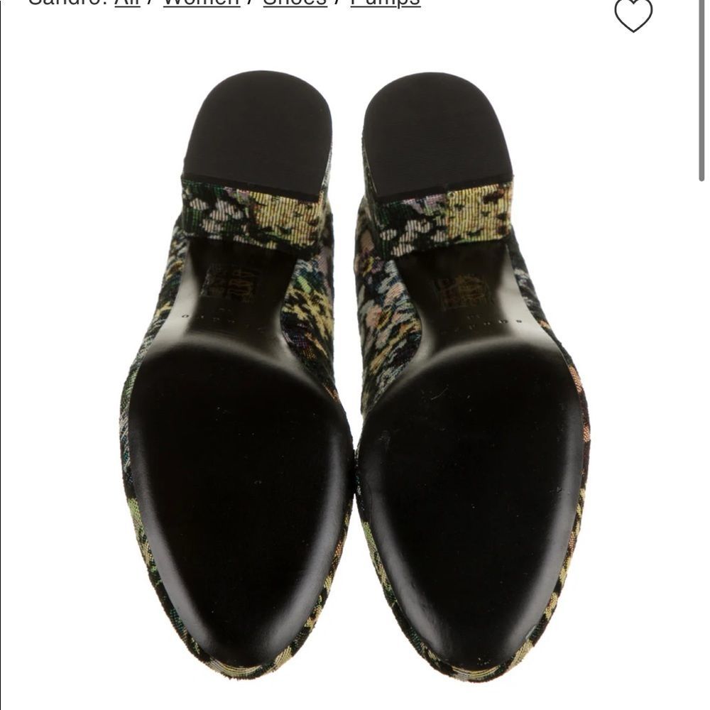 New SANDRO Paris Elise Floral Print Pumps Shoes Size 40 Black with straps - Picture 6 of 12